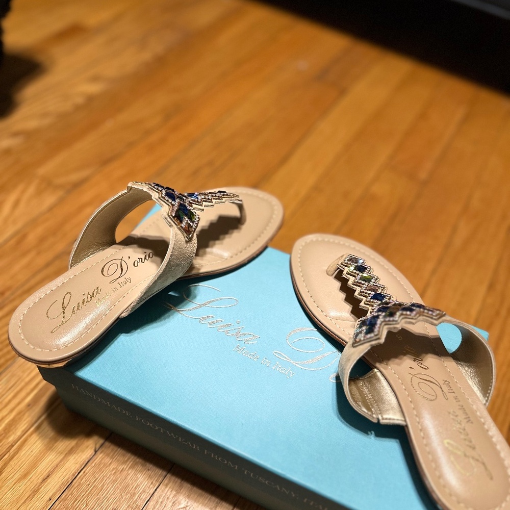 Italian leather jeweled sandal size 36